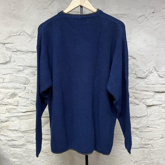 Structure Roll neck Sweater Cotton Ramie Textured Fisherman Boxy Vintage 90s y2k - Picture 2 of 6